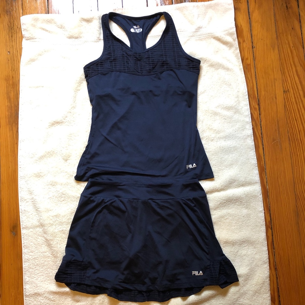 Fila Navy Blue Tennis Tank Top and Skirt/Skort Set, Size Small